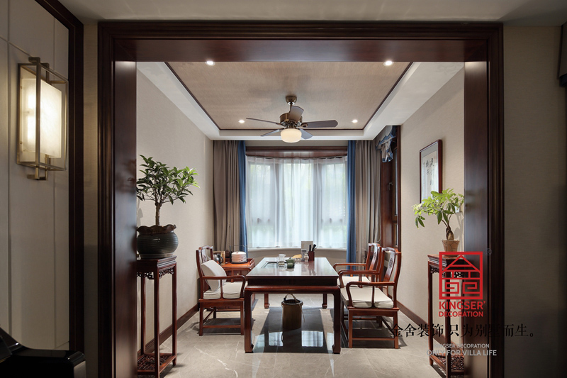 國賓壹號210㎡新中式風格裝修餐廳設計實景圖
