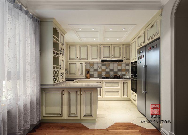 榮盛華府185㎡美式風格裝修廚房實景圖