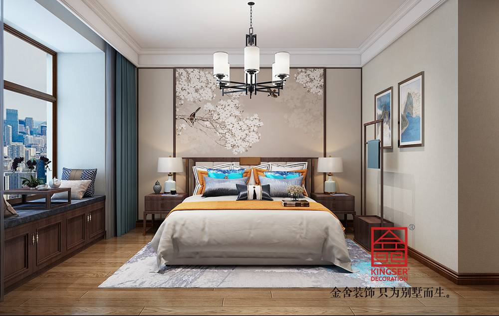 天山熙湖141平米新中式風格裝修-臥室