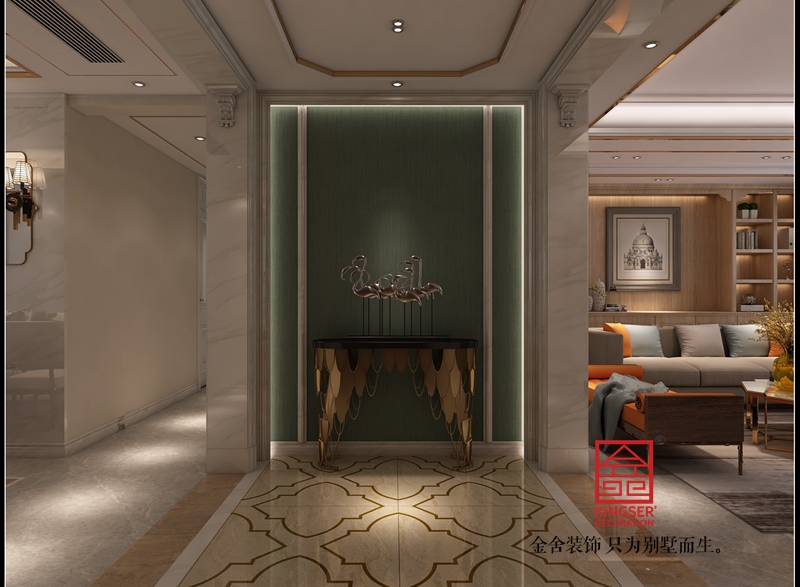 中冶德賢公館160平米輕奢風格裝修-玄關