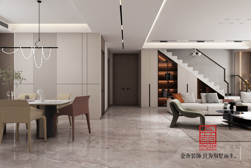 西山林語(yǔ)300平米躍層現(xiàn)代極簡(jiǎn)風(fēng)格裝修-餐廳