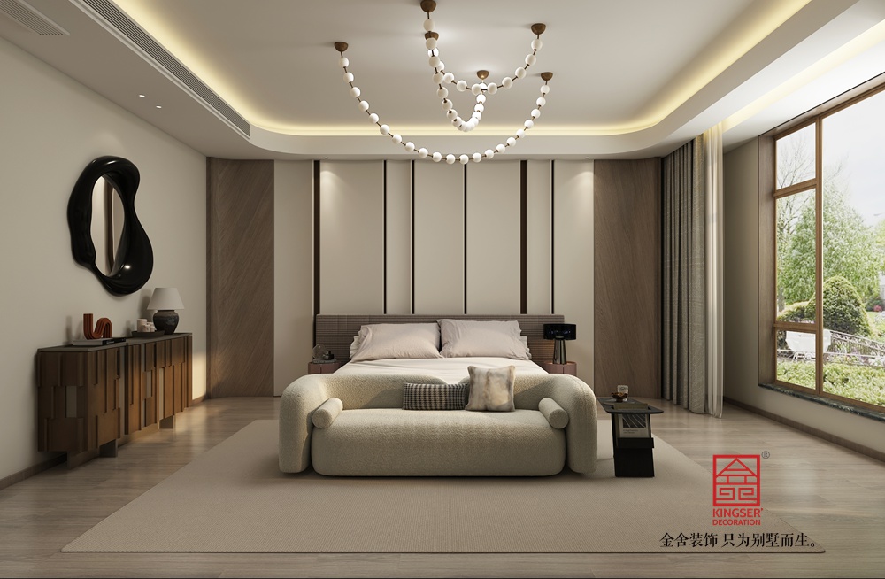 正定自建別墅260平米現代輕奢風格裝修-臥室