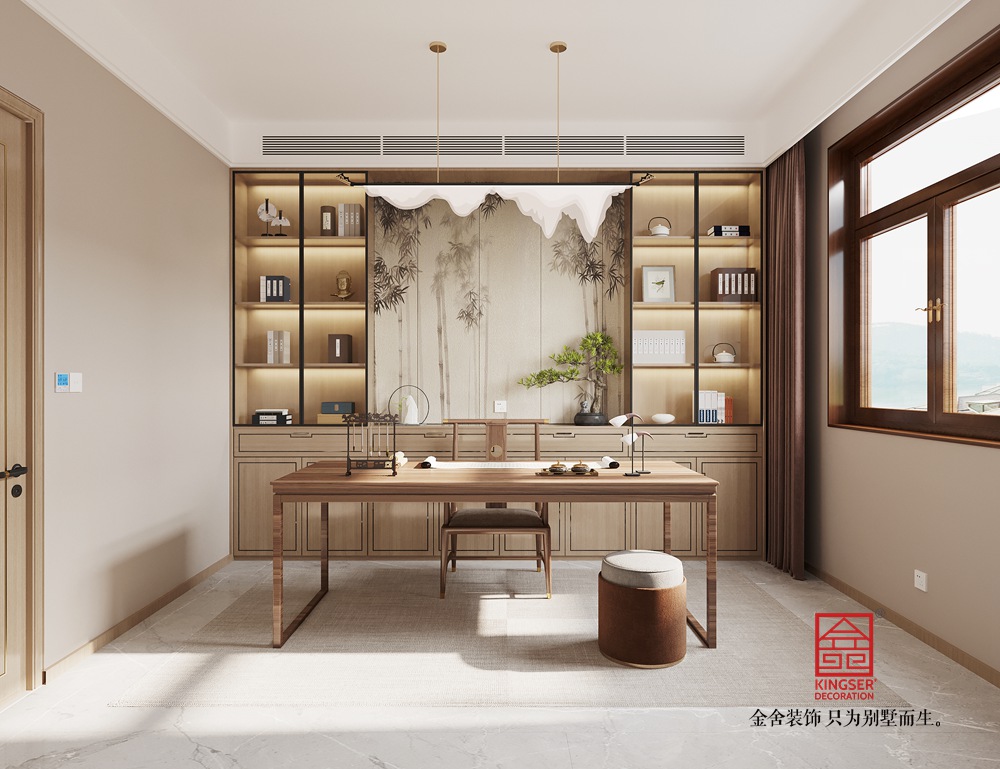 瀚唐200平米原木新中式風格裝修-茶室