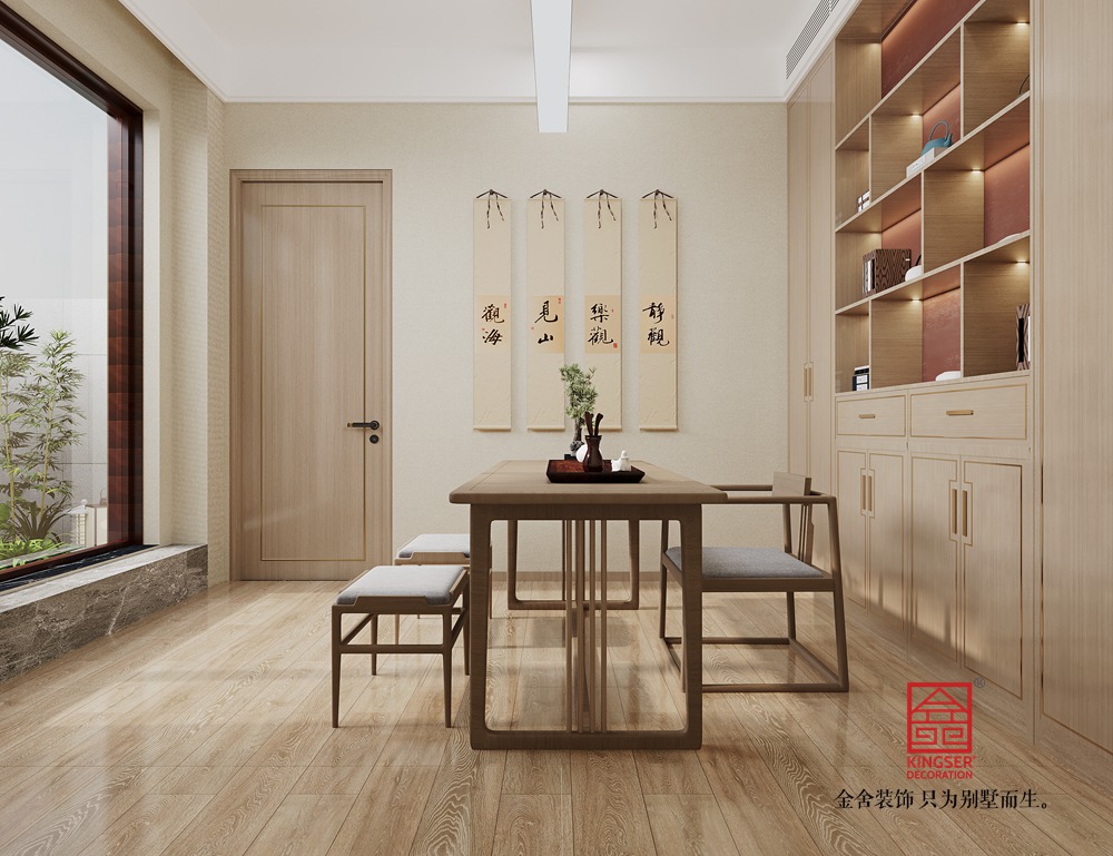 瀚唐200平米原木新中式風格裝修-茶室