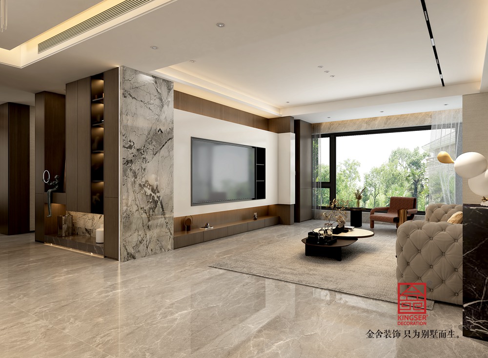 瑞凝府185平米現代輕奢風格裝修-客廳