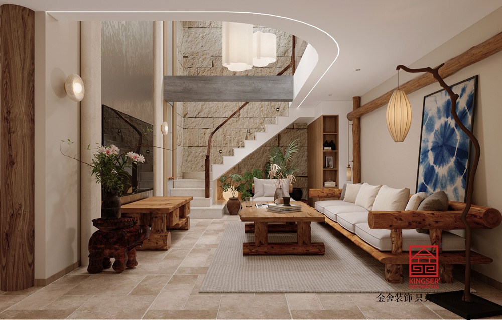 西派江玥260平米新中式風格裝修-負二客廳